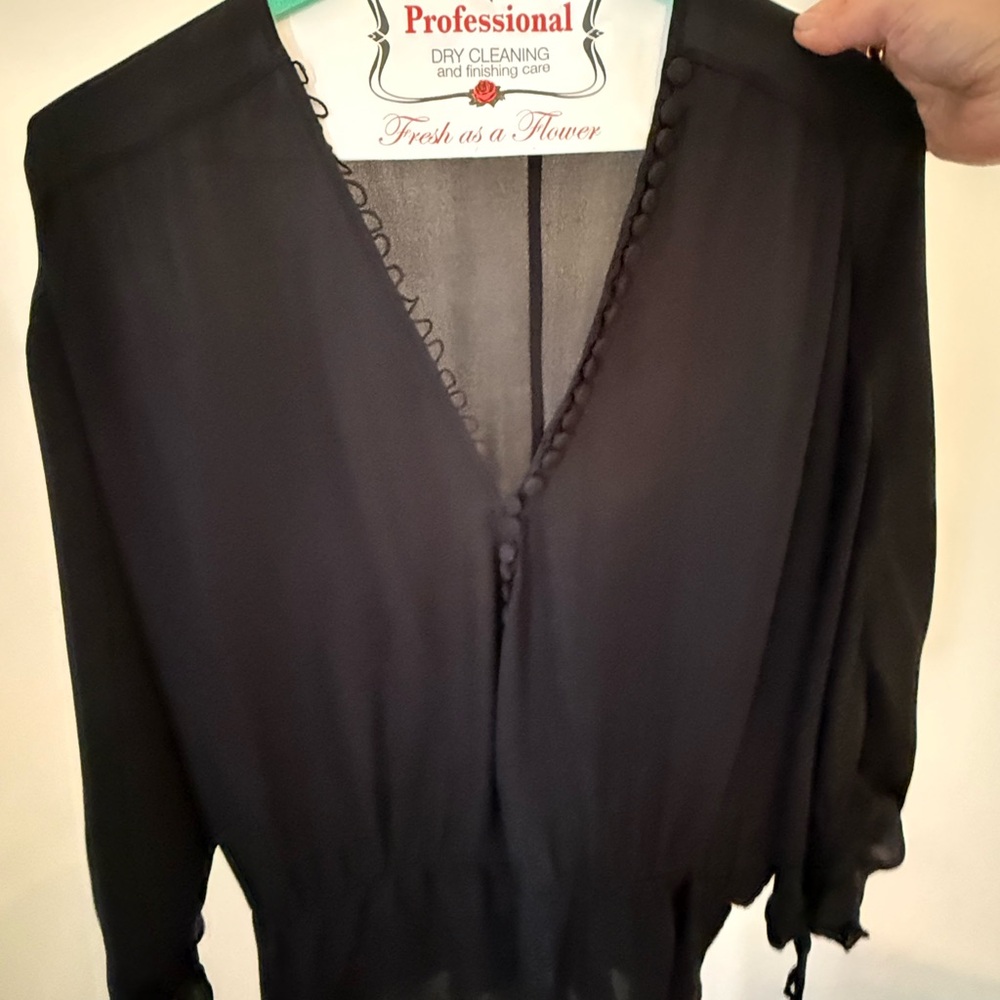 Elegant Black V-Neck Blouse